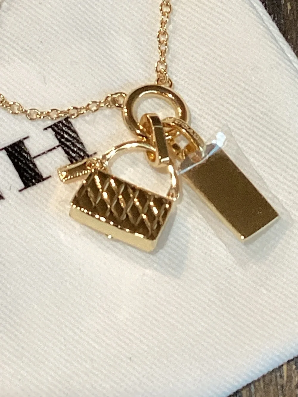 Coach Handbag Charm Pendant Gold Tone Necklace